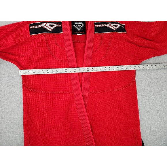 KO Sports Gear GI uniform Kimono Wave line Jiu Jitsu A4 Red Gis THICK cotton XXL - Picture 9 of 16